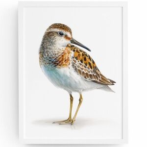 Watercolor Sandpiper Bird Portrait Wall Art Print, Unframed - Coastal Serenity